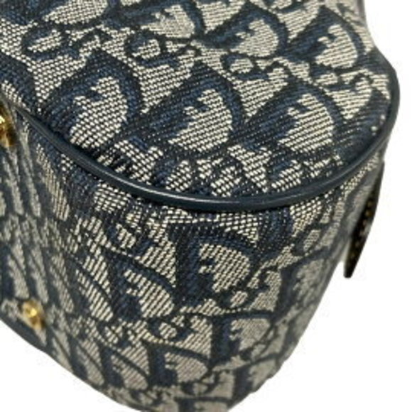 Christian Dior Double Saddle Bag Handbag Grey x Navy Blue Leather - Picture 9 of 12